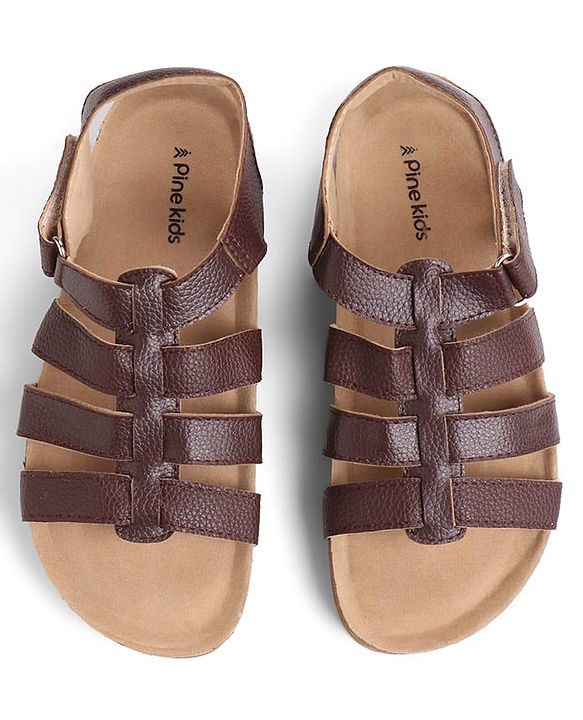 Pine Kids Velcro Closure Sandals - Brown