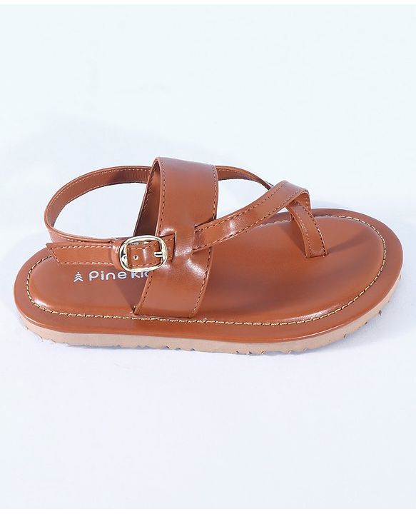 Pine Kids Ethnic Wear Sandals with Buckle Closure -  Brown
