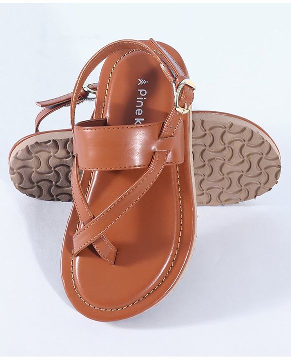 Pine Kids Ethnic Wear Sandals with Buckle Closure -  Brown