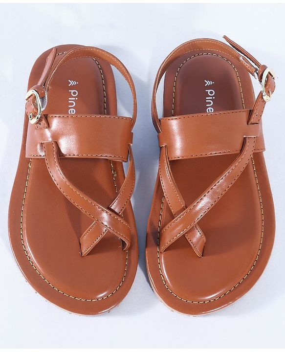 Pine Kids Ethnic Wear Sandals with Buckle Closure -  Brown