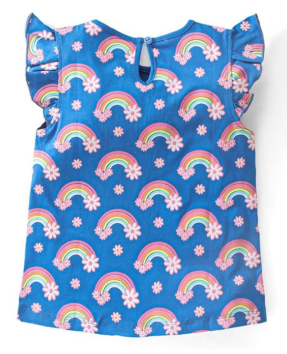 Babyhug Cotton Knit Sleeveless Top with Frill Detailing Polka Dot Graphic Pack of 3 - Pink Blue & Green