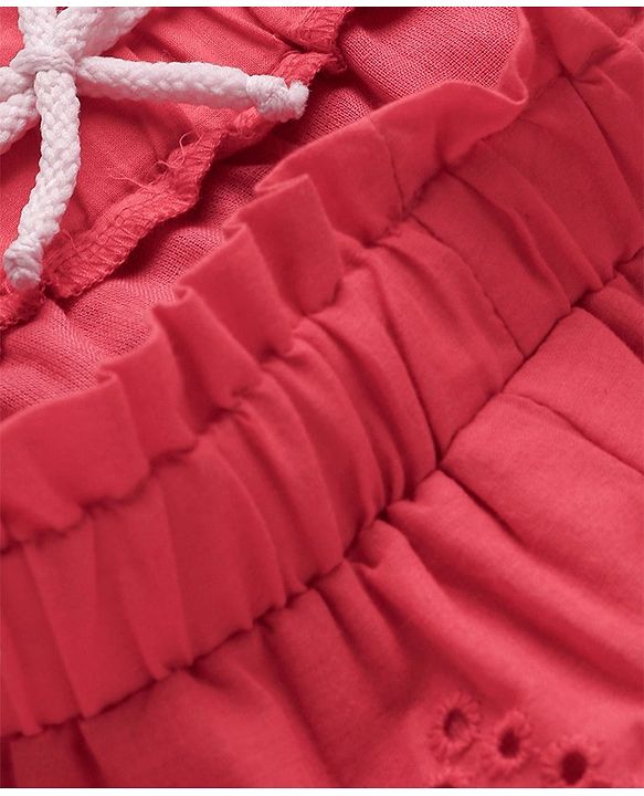 Pine Kids Cotton Woven Mid Thigh Length Schiffli Shorts-Pink