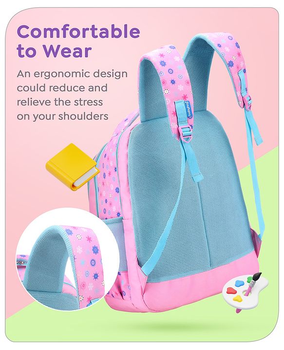 Babyhug Disney Frozen Tic-Tac-Toe School Backpack|2 Main Compartments, 2 Front Pockets, 2 side Bottle Pockets|Water Resistant|Long lasting and Durable Zippers | Comfortable back cushioning | For School, Travel and Outdoors|Lavender- 15.8 inches
