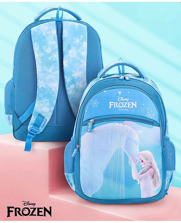 Babyhug Disney Frozen Tic-Tac-Toe School Backpack|2 Main Compartments, 2 Front Pockets, 2 side Bottle Pockets|Water Resistant|Long lasting and Durable Zippers | Comfortable back cushioning | For School, Travel and Outdoors|Lavender- 15.8 inches