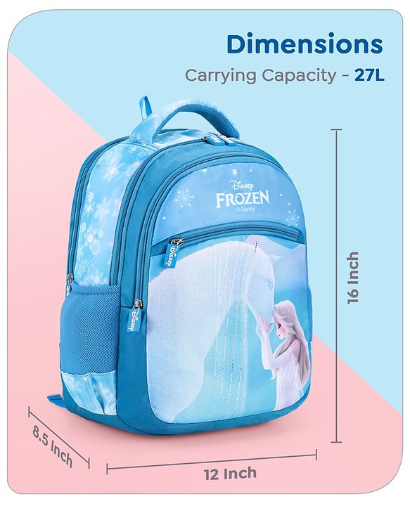 Babyhug Disney Frozen Tic-Tac-Toe School Backpack|2 Main Compartments, 2 Front Pockets, 2 side Bottle Pockets|Water Resistant|Long lasting and Durable Zippers | Comfortable back cushioning | For School, Travel and Outdoors|Lavender- 15.8 inches