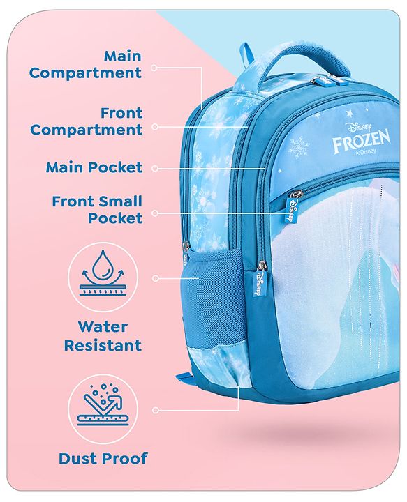Babyhug Disney Frozen Tic-Tac-Toe School Backpack|2 Main Compartments, 2 Front Pockets, 2 side Bottle Pockets|Water Resistant|Long lasting and Durable Zippers | Comfortable back cushioning | For School, Travel and Outdoors|Lavender- 15.8 inches