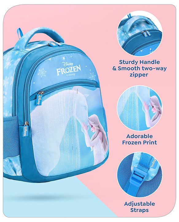 Babyhug Disney Frozen Tic-Tac-Toe School Backpack|2 Main Compartments, 2 Front Pockets, 2 side Bottle Pockets|Water Resistant|Long lasting and Durable Zippers | Comfortable back cushioning | For School, Travel and Outdoors|Lavender- 15.8 inches