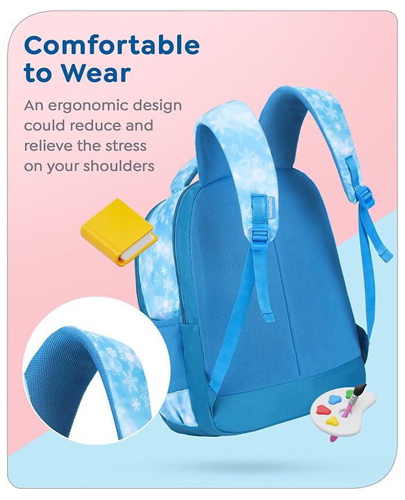 Babyhug Disney Frozen Tic-Tac-Toe School Backpack|2 Main Compartments, 2 Front Pockets, 2 side Bottle Pockets|Water Resistant|Long lasting and Durable Zippers | Comfortable back cushioning | For School, Travel and Outdoors|Lavender- 15.8 inches