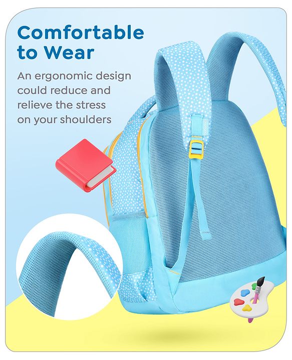 Babyhug Disney Mickey Mouse School Backpack|2 Main Compartments, 2 Front Pockets, 2 side Bottle Pockets|Water Resistant|Long lasting and Durable Zippers | Comfortable back cushioning | For School, Travel and Outdoors|Blue- 15.8 inches