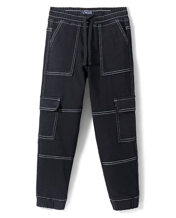 Pine Kids Full Length  Washed  Denim Jeans   -  Black