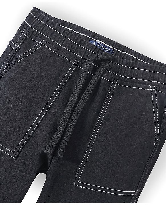 Pine Kids Full Length  Washed  Denim Jeans   -  Black