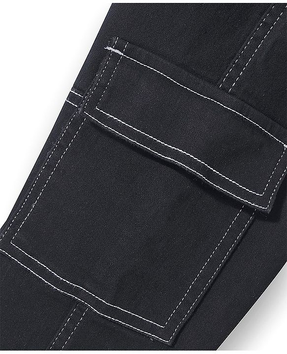 Pine Kids Full Length  Washed  Denim Jeans   -  Black