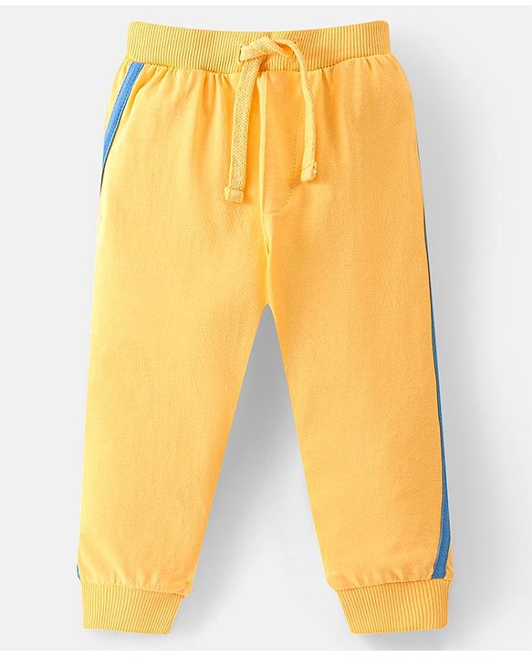 Babyhug Cotton Knit Full Length Track Pant Basketball Print Pack of 3 - Blue Yellow & White