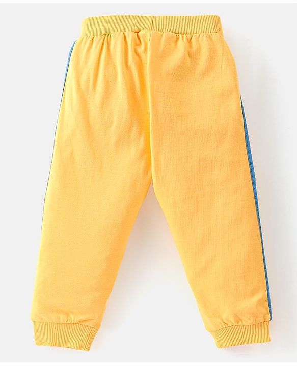 Babyhug Cotton Knit Full Length Track Pant Basketball Print Pack of 3 - Blue Yellow & White