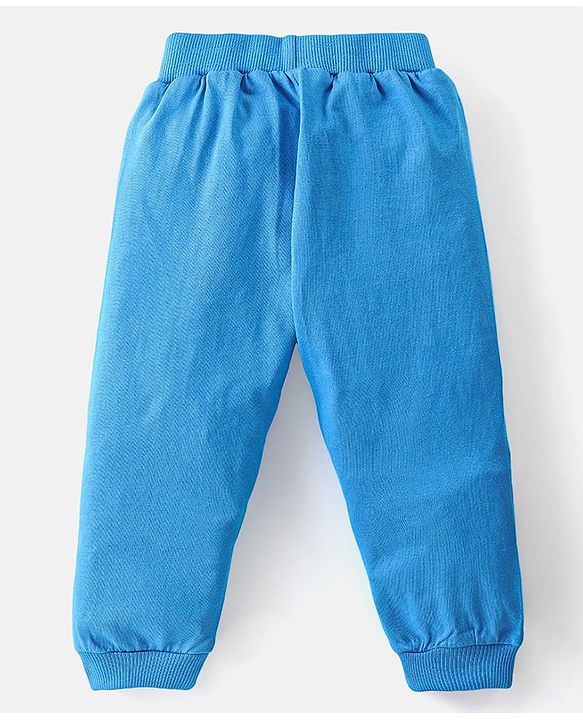 Babyhug Cotton Knit Full Length Track Pant Basketball Print Pack of 3 - Blue Yellow & White