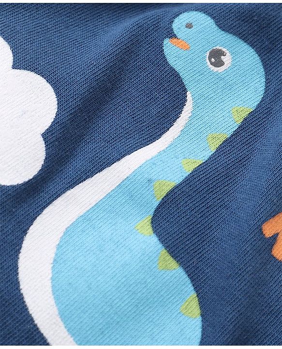 Babyhug Cotton Knit Full Length Track Pants Solid & Dino Print  Pack of 2 - Multicolor