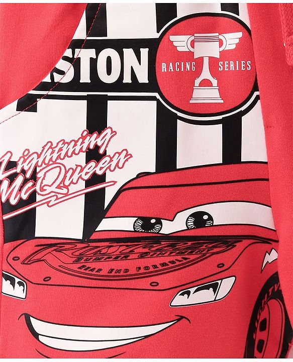 Babyhug Disney Cotton Shorts With Pixar Cars Graphics - Red
