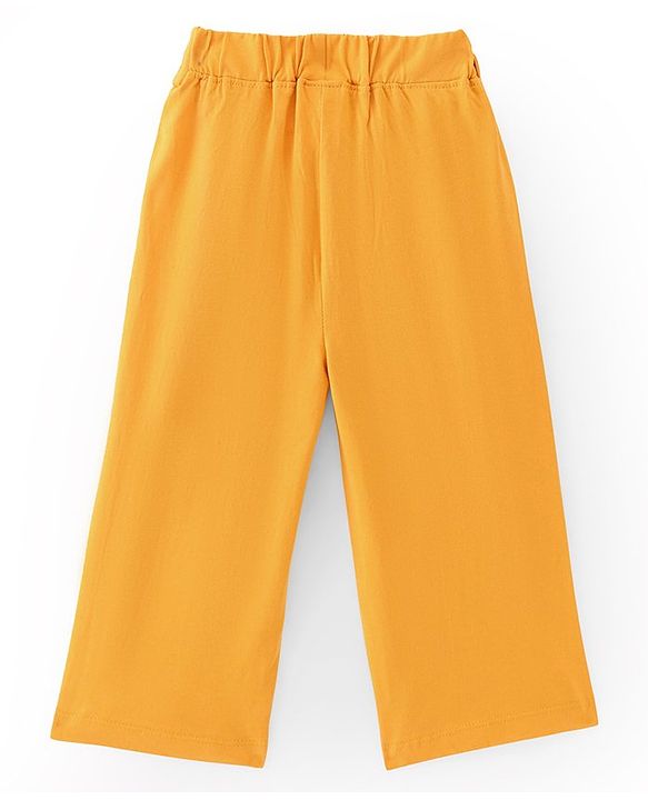 Babyhug Single Jersey Cotton Knit Full Length Culottes Solid Colour - Yellow