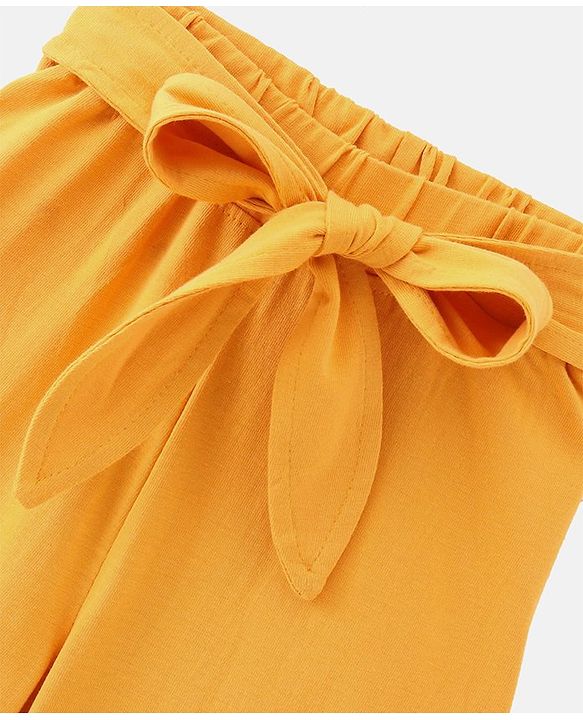 Babyhug Single Jersey Cotton Knit Full Length Culottes Solid Colour - Yellow