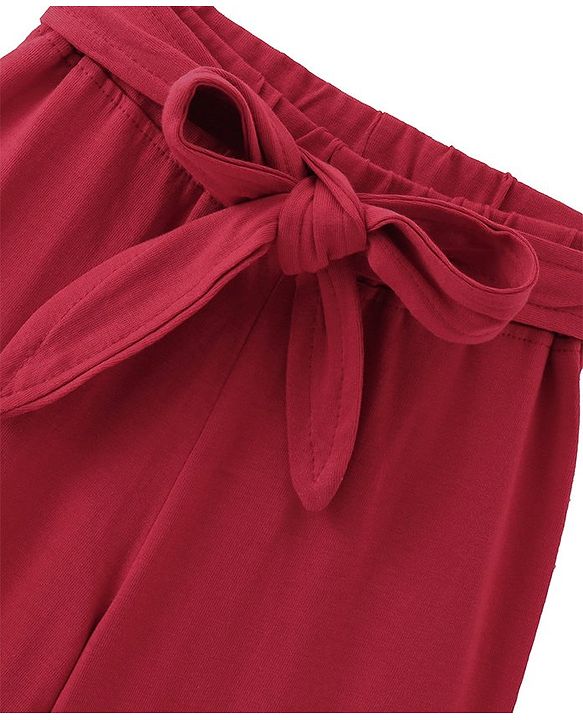 Babyhug Single Jersey Cotton Knit Full Length Culottes Solid Colour - Maroon
