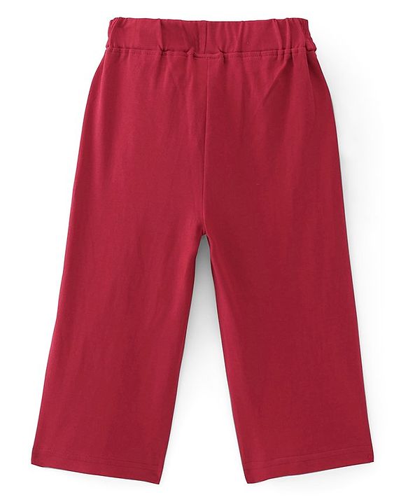 Babyhug Single Jersey Cotton Knit Full Length Culottes Solid Colour - Maroon