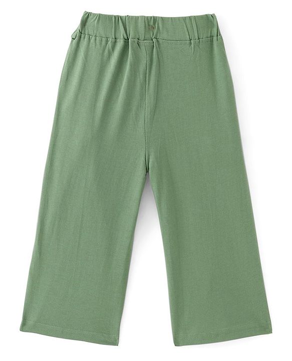 Babyhug Single Jersey Cotton Knit Full Length Culottes Solid Colour - Green