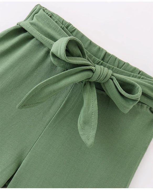 Babyhug Single Jersey Cotton Knit Full Length Culottes Solid Colour - Green