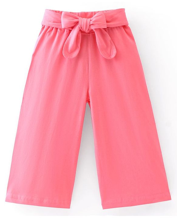 Babyhug Cotton Full Length Palazzo Solid  - Pink