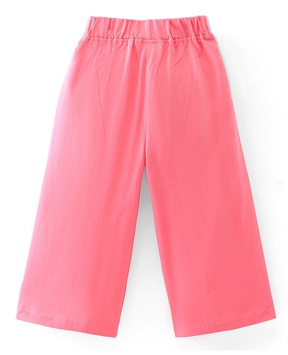Babyhug Cotton Full Length Palazzo Solid  - Pink