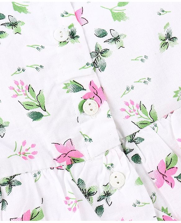 Babyhug 100% Cotton Woven Sleeveless Frock With Cap Floral Print - Pink