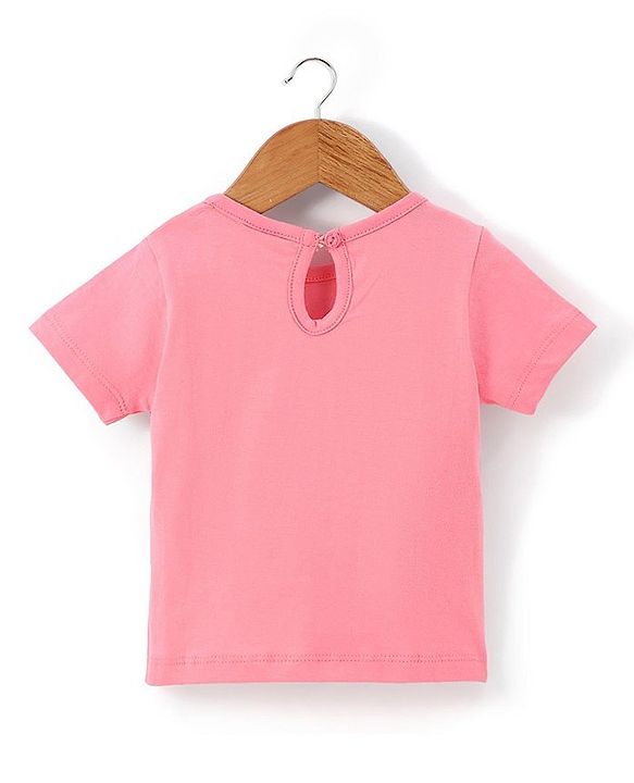 Babyhug 100% Cotton Denim Woven Frock & Knit Half Sleeves Inner T-Shirt with Hand Bag - Blue & Pink