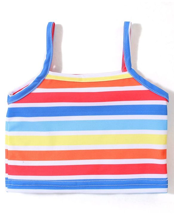 Babyhug Sleeveless Two Piece Striped Swimsuit - Multicolour