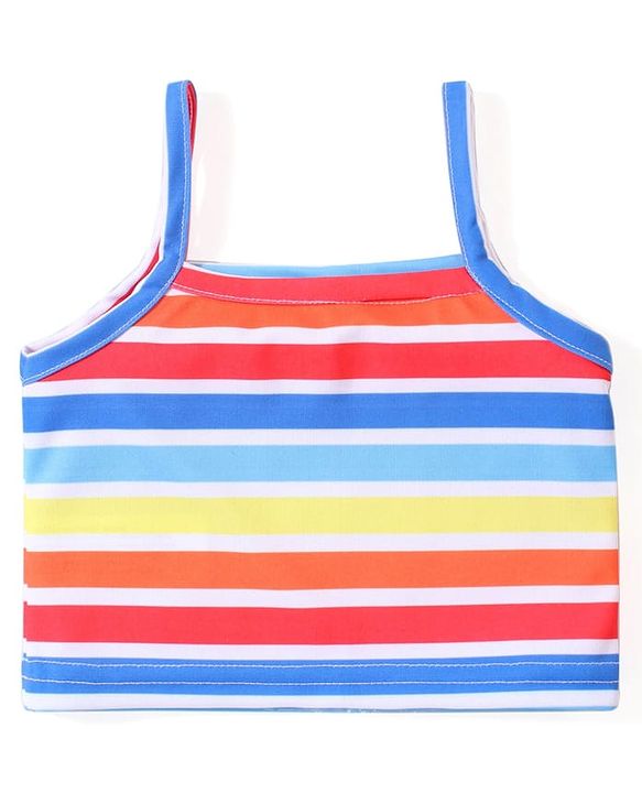 Babyhug Sleeveless Two Piece Striped Swimsuit - Multicolour