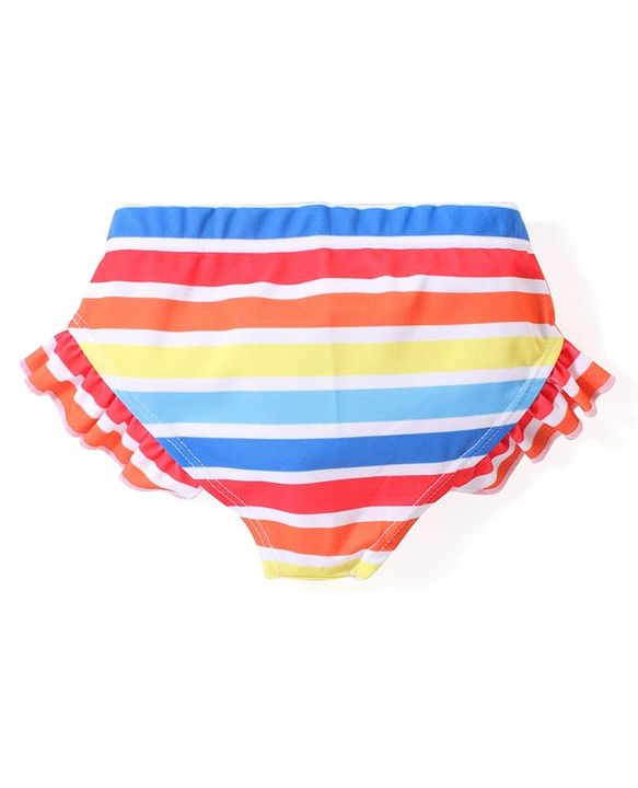 Babyhug Sleeveless Two Piece Striped Swimsuit - Multicolour