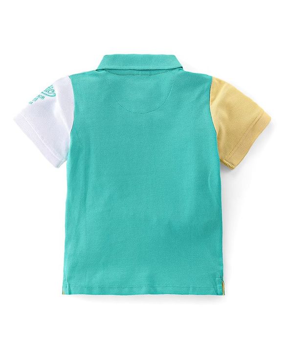 Babyhug 100% Cotton Knit Half Sleeves Polo T-Shirt With Text Embroidery Detailing - Multicolor