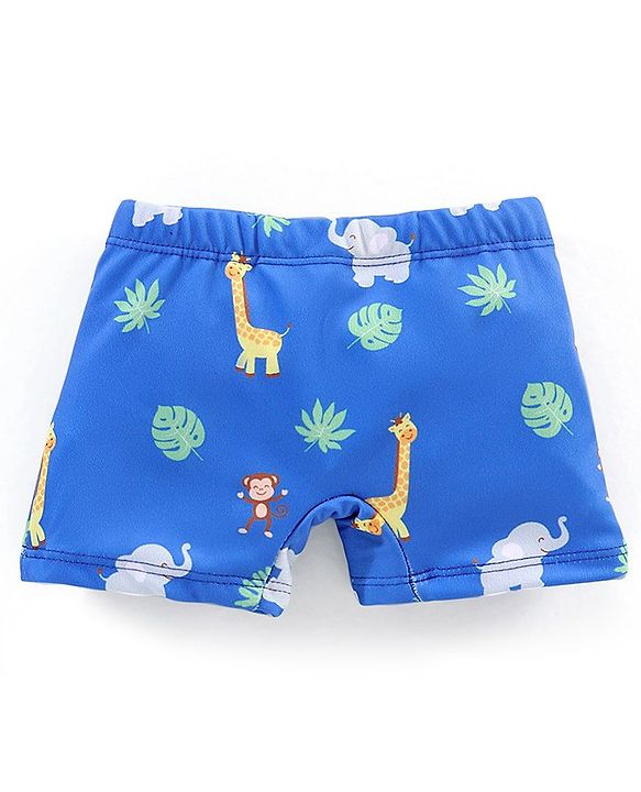 Babyhug Giraffe Print Swimming Trunk - Blue