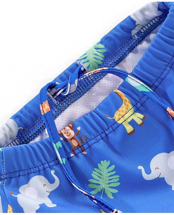 Babyhug Giraffe Print Swimming Trunk - Blue