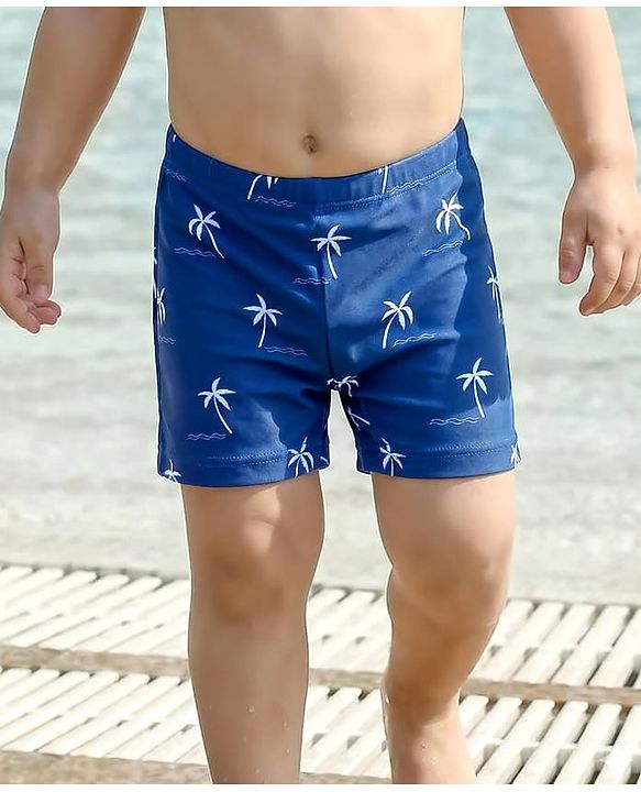 Babyhug Swimming Trunks Beach Theme Print -Navy Blue