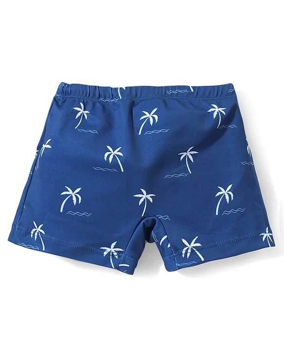 Babyhug Swimming Trunks Beach Theme Print -Navy Blue