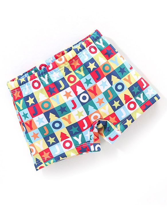 Babyhug Text Print Swimming Trunk - Multicolour