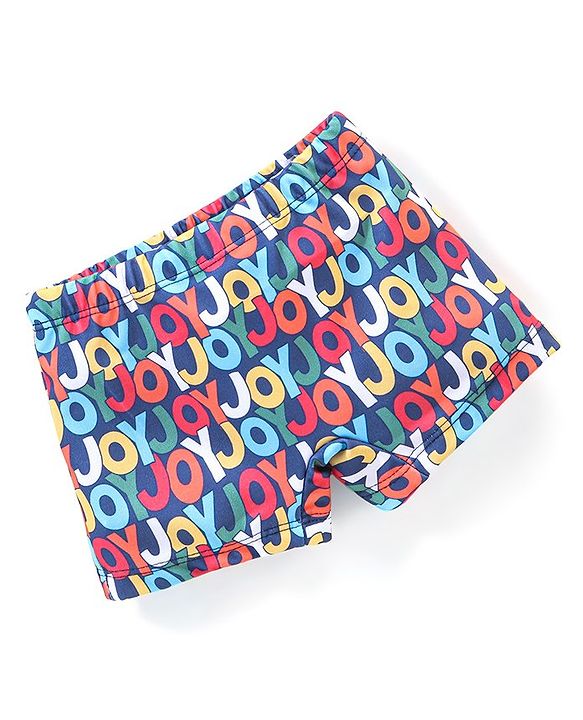 Babyhug Text Print Swimming Trunk - Multicolour