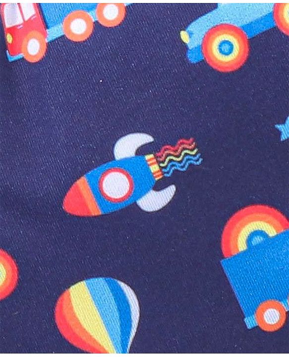 Babyhug Vehicle Print Swimming Trunk - Navy Blue