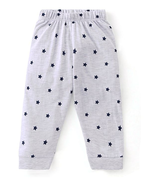 Babyhug Single Jersey Knit Half Sleeves Night Suit With Star & Text Print - Red & Grey
