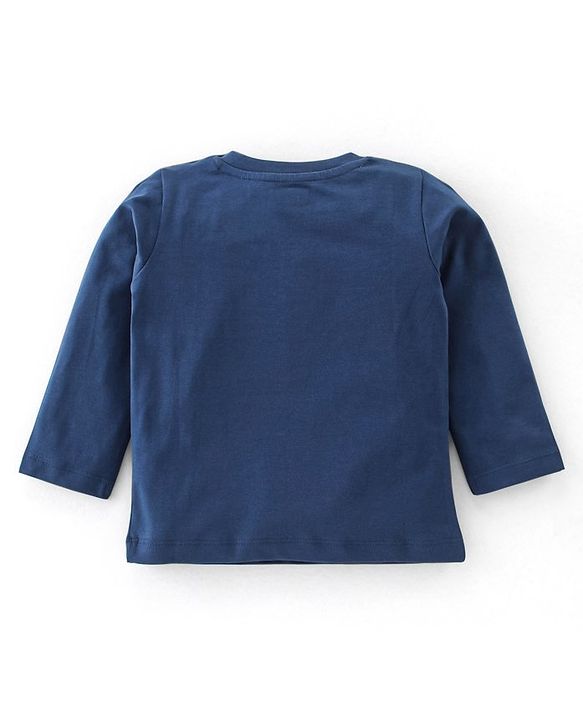 Babyhug Single Jersey Knit Full Sleeves Night Suit Moon Stars & Text Print - Yellow & Blue