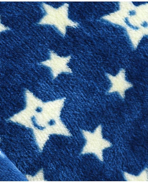 Babyhug Velour Full Sleeves Bathrobe with Hood Star Print - Blue