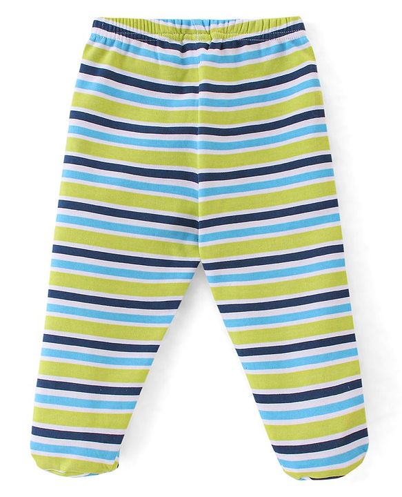 Babyhug 100% Cotton Knit Footed Bootie Leggings Stripes & Animal Print Pack of 3- Multicolour