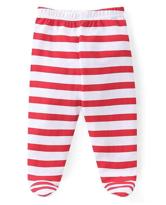 Babyoye 100% Organic Cotton Bootie Leggings With Striped & Fruit Print Pack of 3 - Multicolor