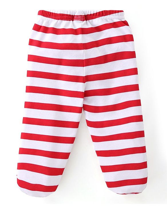 Babyoye 100% Organic Cotton Bootie Leggings With Striped & Fruit Print Pack of 3 - Multicolor