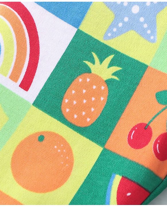Babyoye 100% Organic Cotton Bootie Leggings With Striped & Fruit Print Pack of 3 - Multicolor