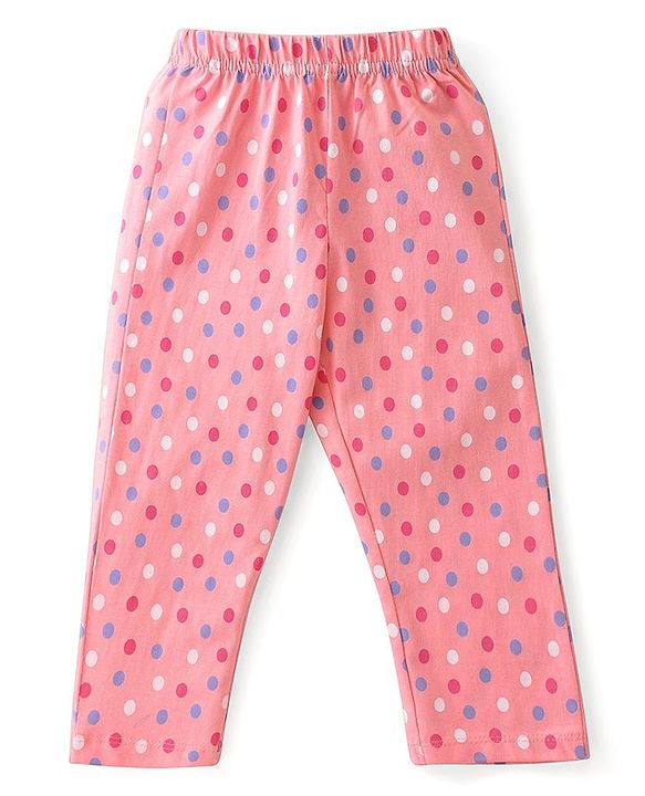 Babyhug Cotton Knit Single Jersey Half Sleeves Night Suit With Polka Dots Print - Pink
